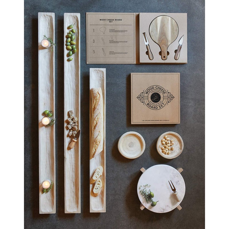 Santa Barbara Design Studio Table Sugar Round Marble Tray with Mango Wood Stand, 11-Inches, Natural - Image 4